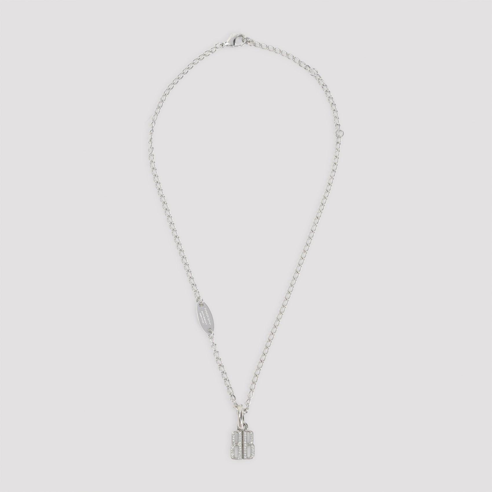 BALENCIAGA Mini Thin Brass Necklace with Crystal Charm