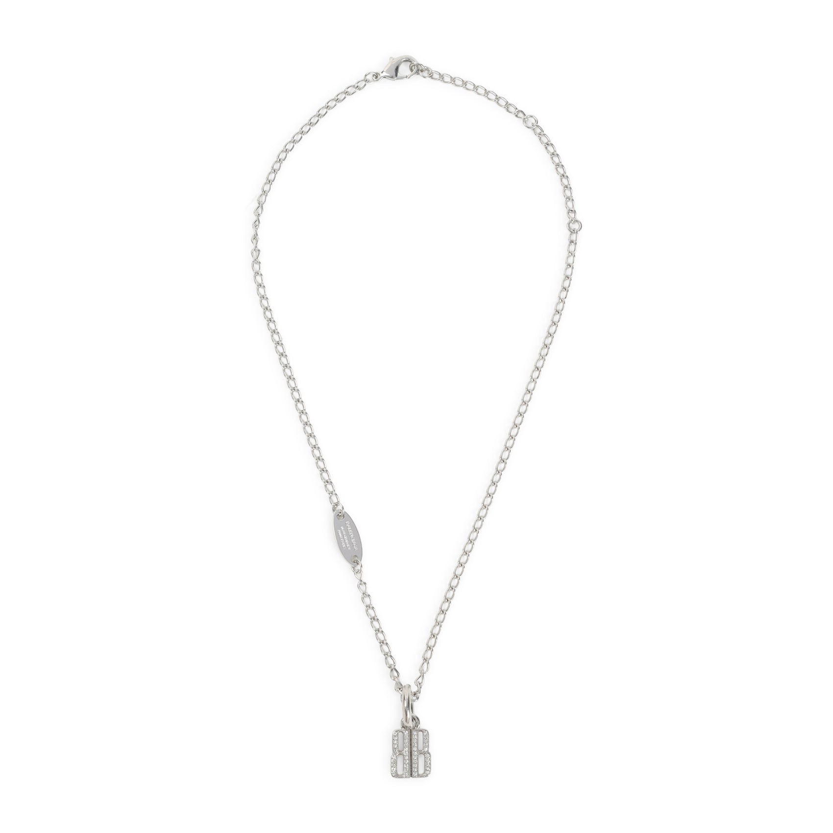BALENCIAGA Mini Thin Brass Necklace with Crystal Charm