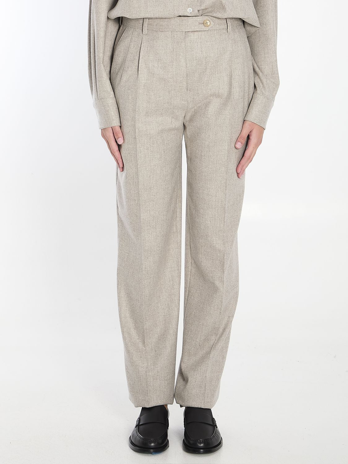 THE ROW Pleated Straight-Leg Trousers