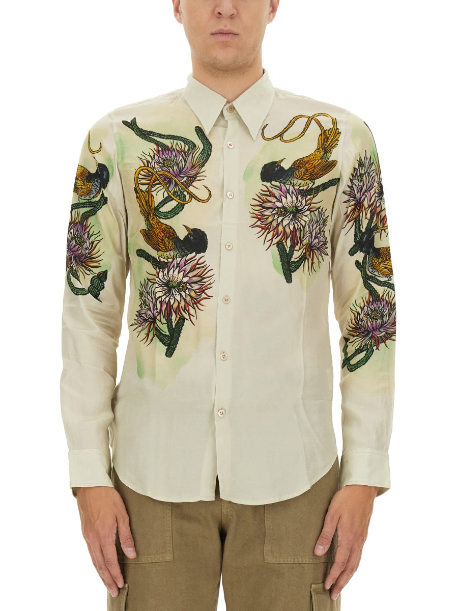 DRIES VAN NOTEN Slim Fit Printed Shirt - Size 50 IT
