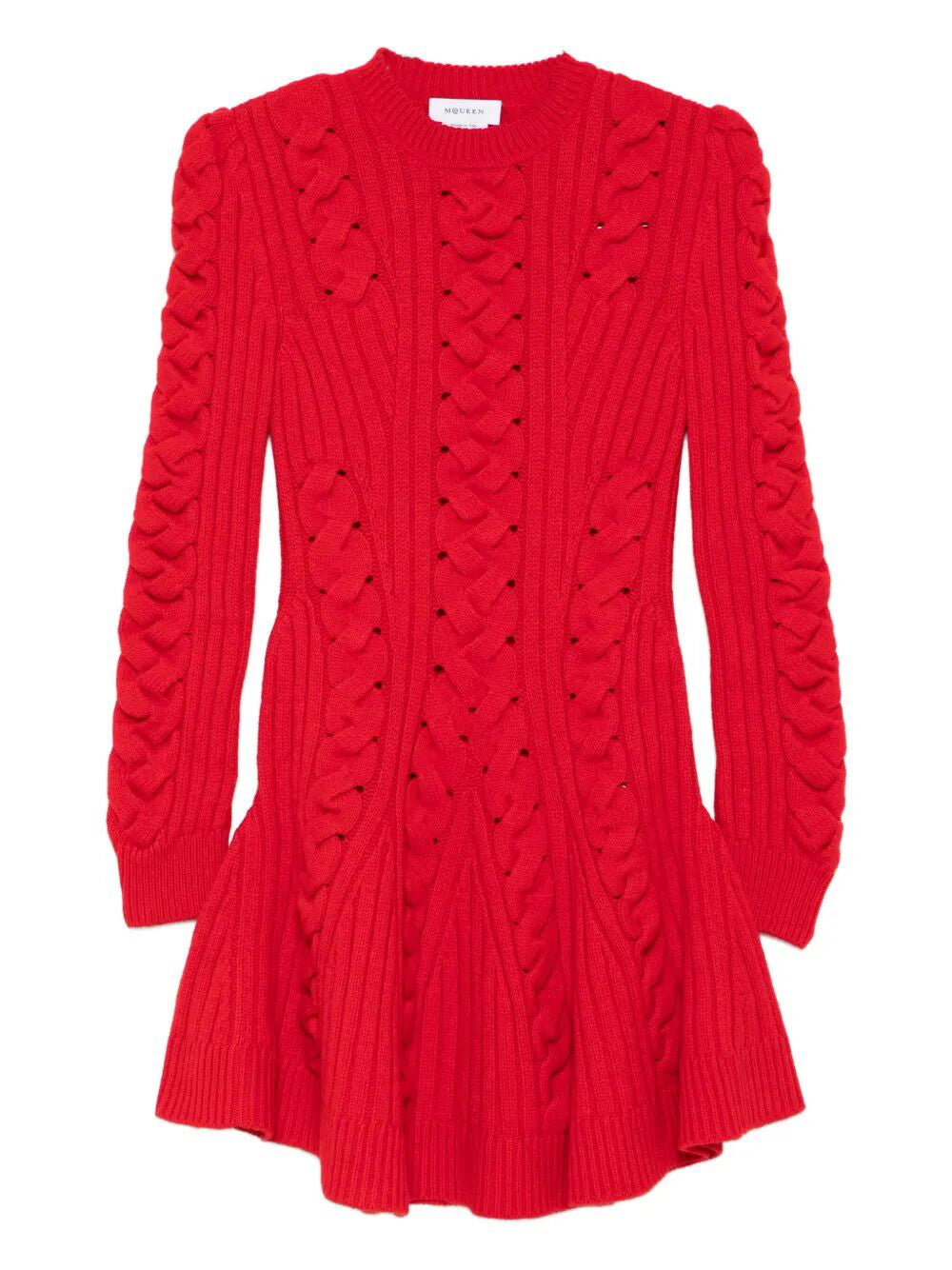 ALEXANDER MCQUEEN Chic Wool and Cashmere Cable Knit Mini Dress