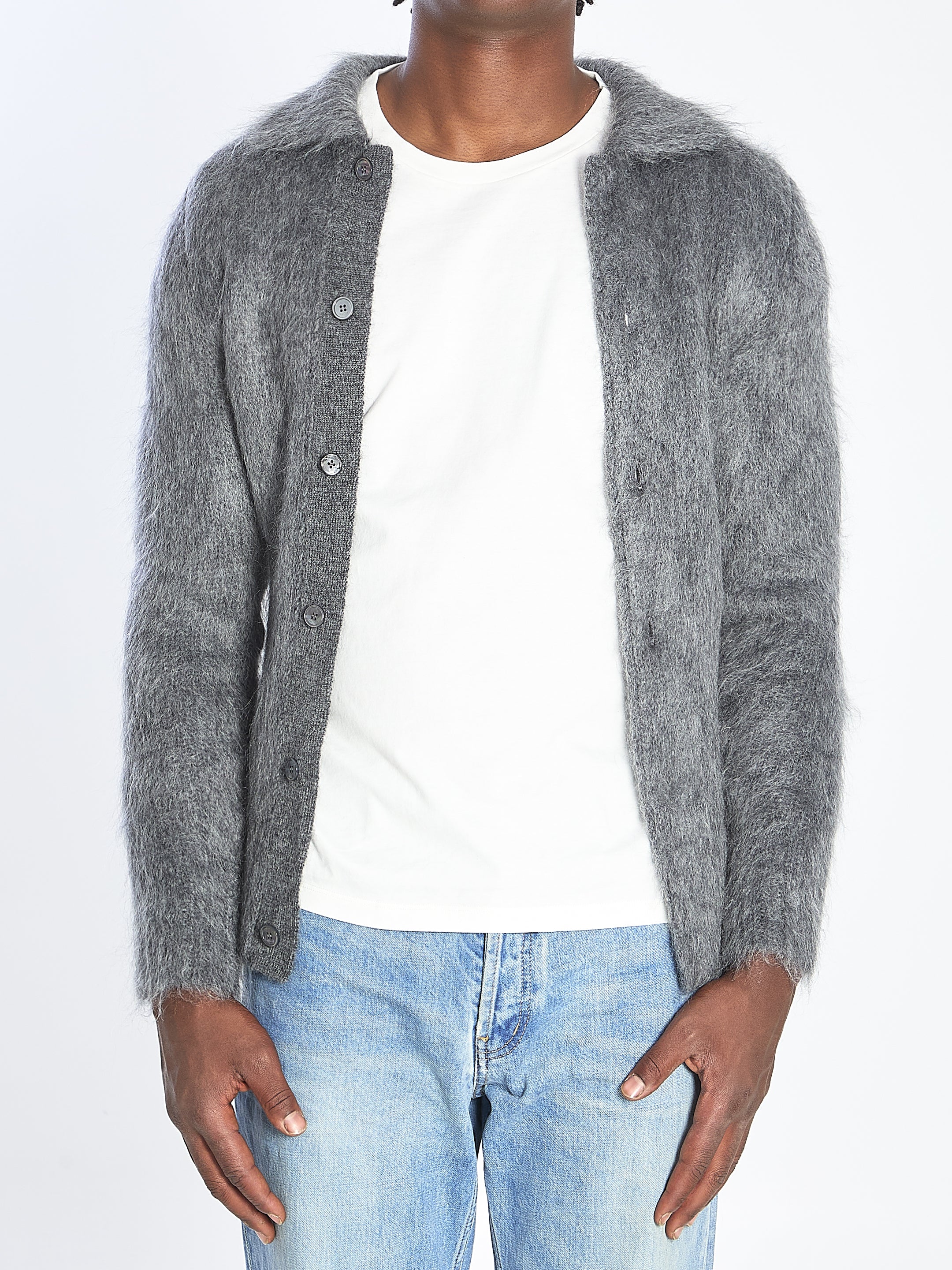 GUCCI Brushed Mohair Wool Cardigan for Men