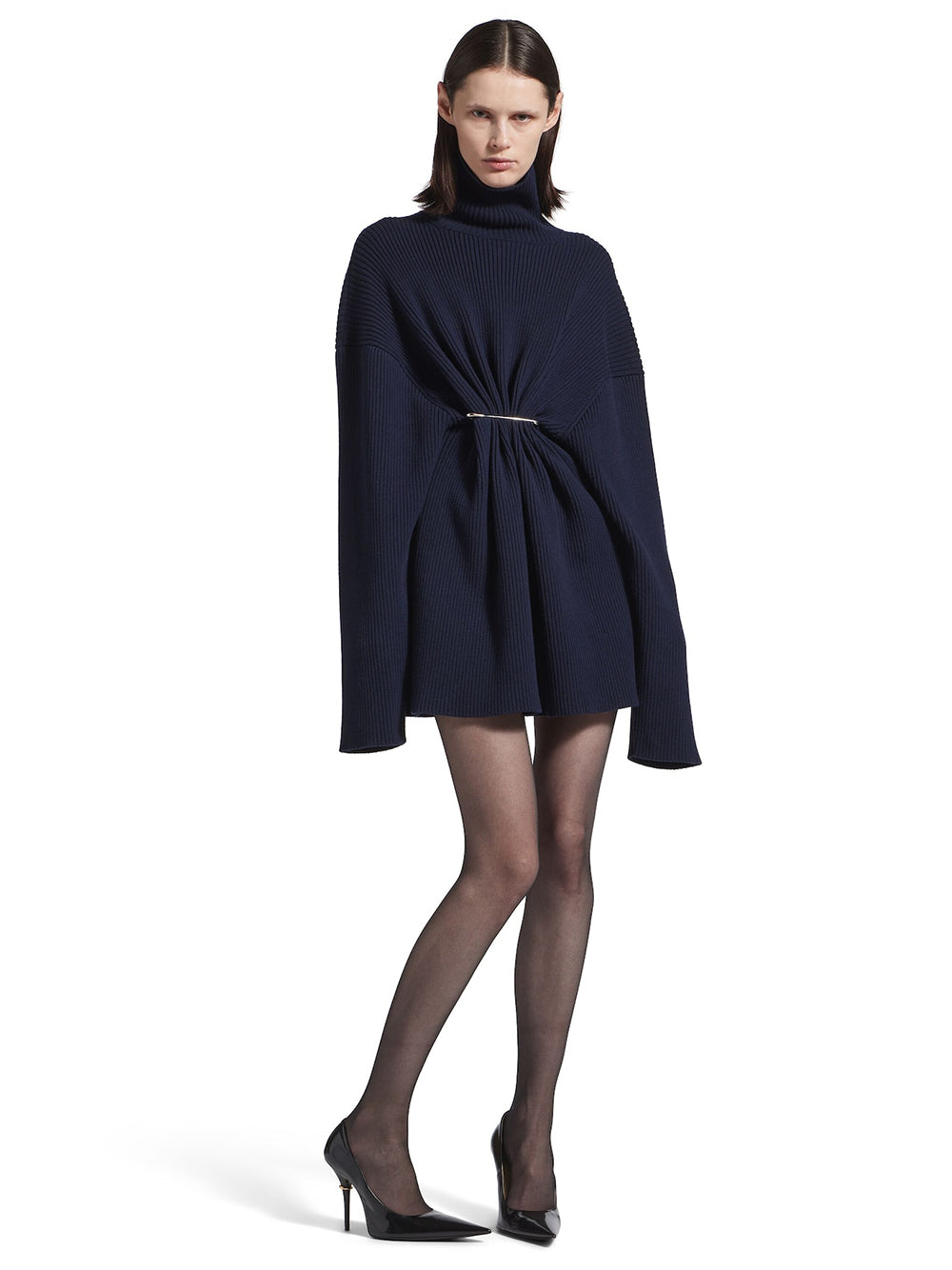 BALENCIAGA Draped Knit Pinched Mini Dress