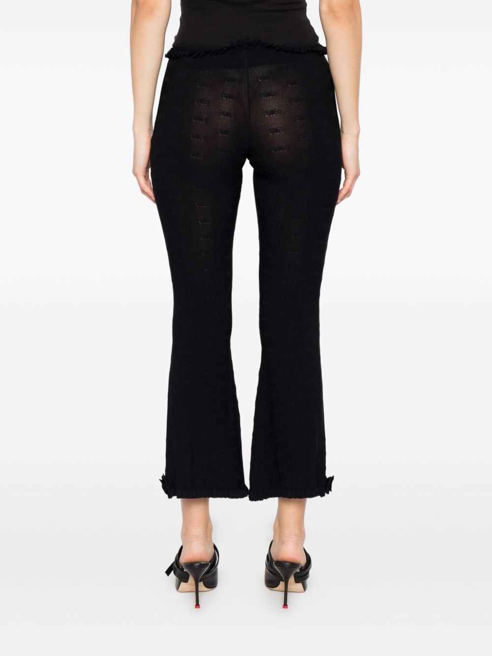 BALENCIAGA Flared Capri Trousers with Ruffled Trim and Bow Detail