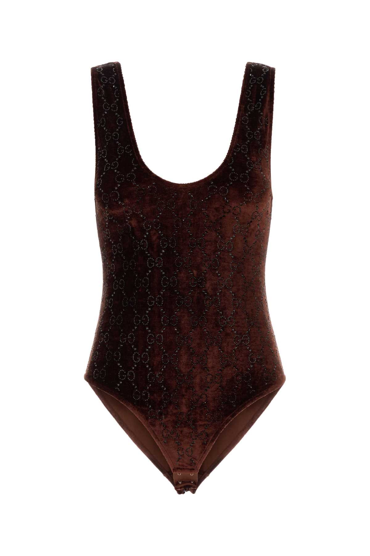 GUCCI Embellished Velvet Bodysuit for Women - FW25 Collection