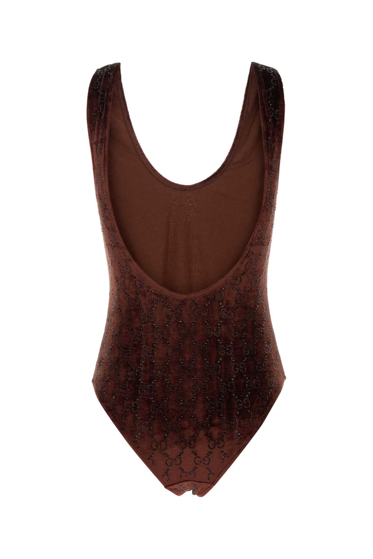 GUCCI Embellished Velvet Bodysuit for Women - FW25 Collection