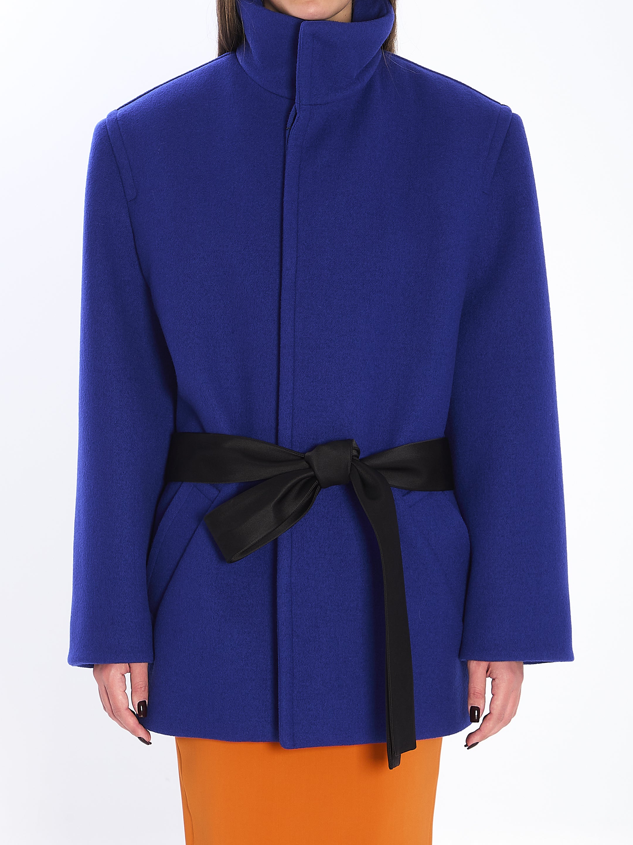 SAINT LAURENT Boxy Belted Wool Jacket