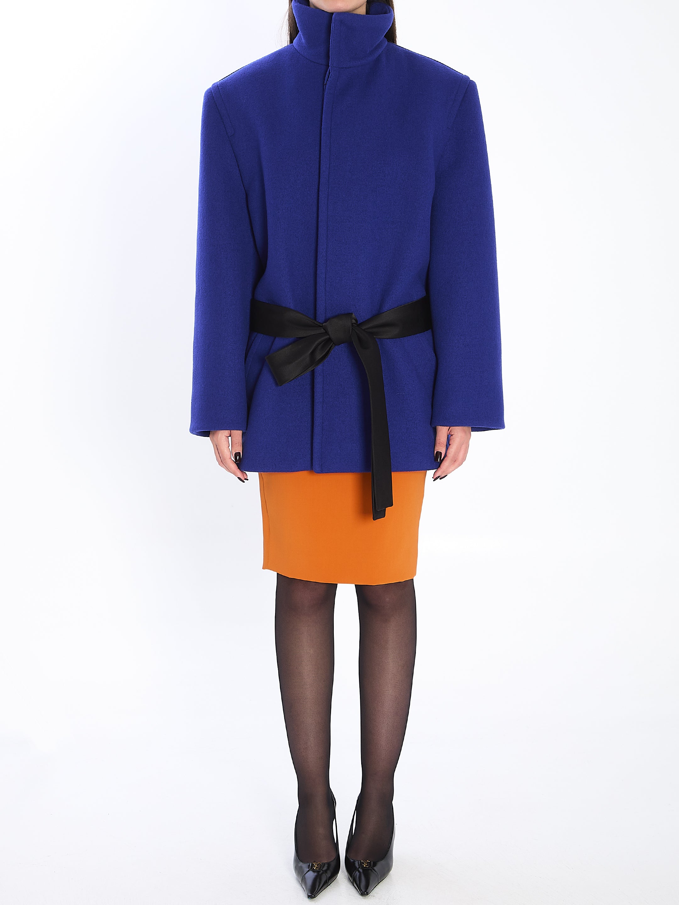 SAINT LAURENT Boxy Belted Wool Jacket