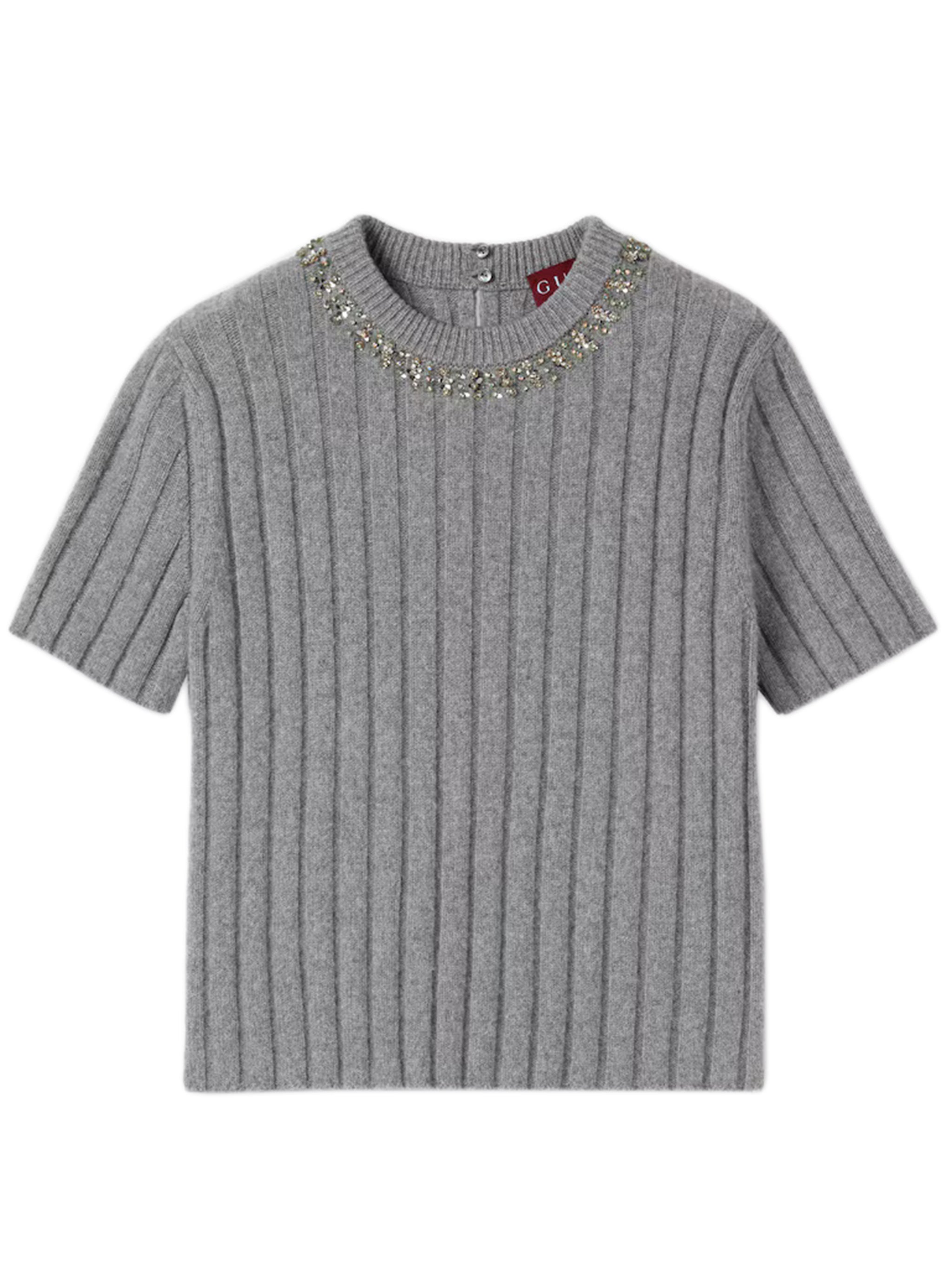 GUCCI Soft Wool and Cashmere Top with Crystal Embroidered Collar - Women's