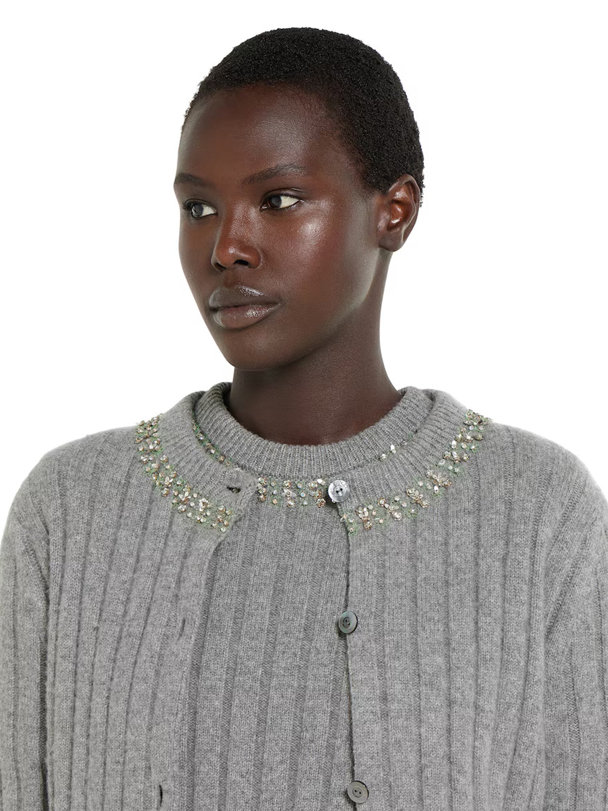 GUCCI Soft Wool and Cashmere Cardigan with Crystal Embroidery - Women’s