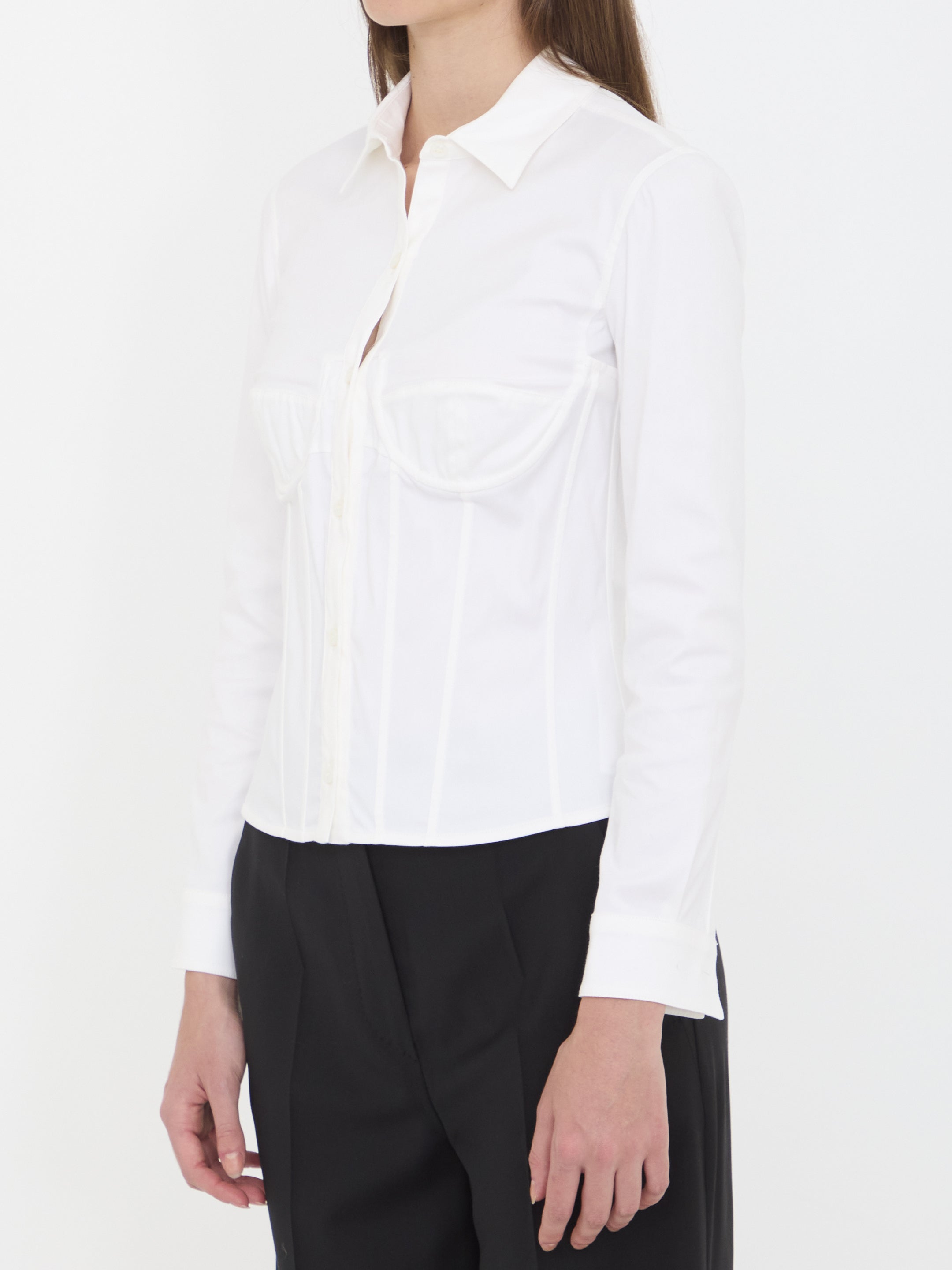 BALENCIAGA Corset Detail Slim Fit Shirt for Women - Size 38