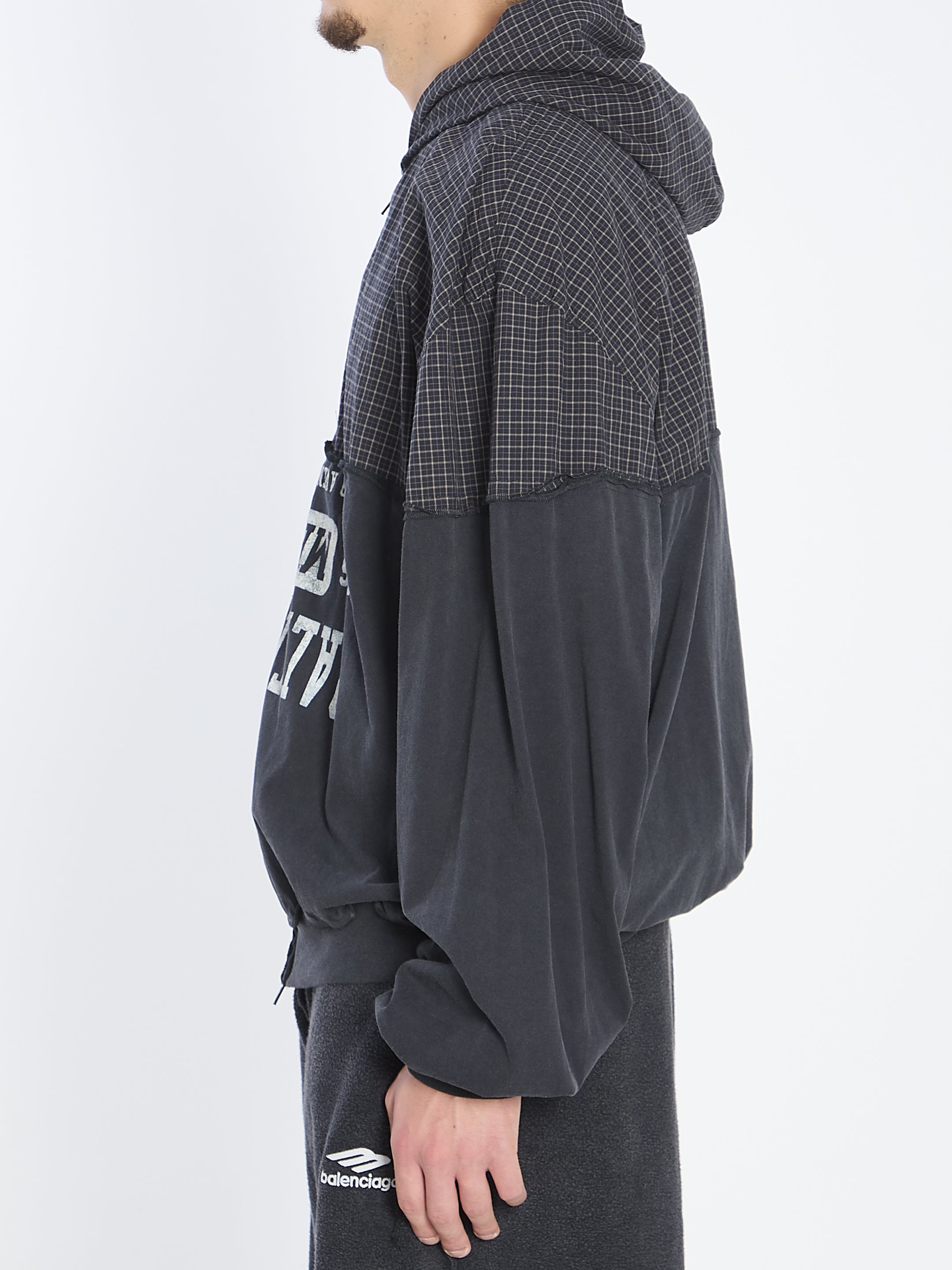 BALENCIAGA Patched Cotton Zip-Up Hoodie - Size M