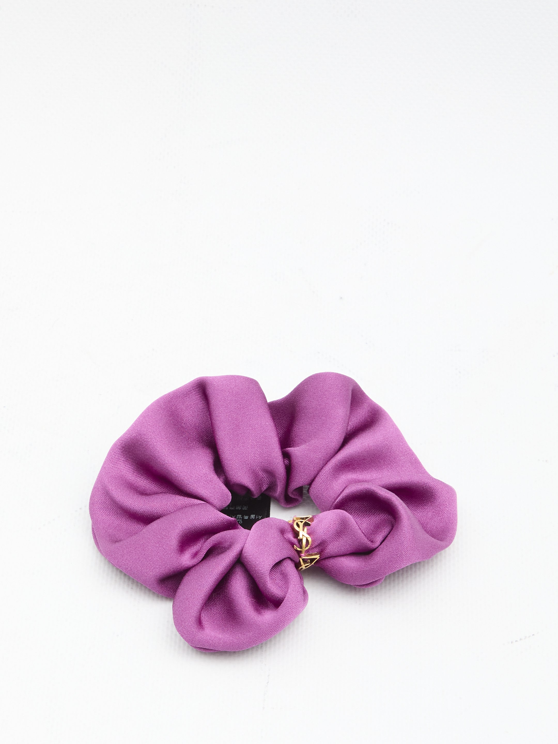 SAINT LAURENT Silk Satin Scrunchie with Twisted Metal Ring - One Size