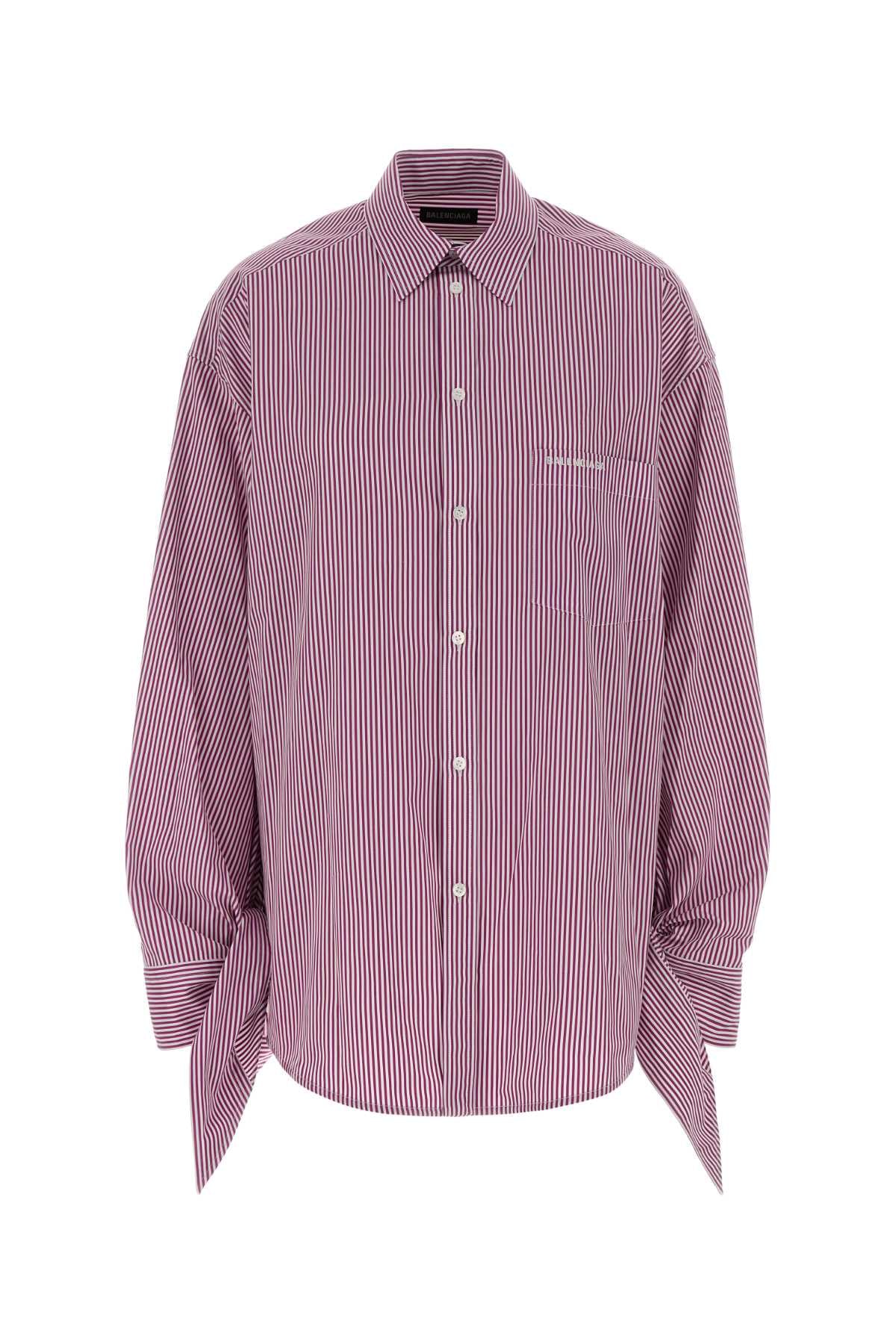 BALENCIAGA Embroidered Poplin Shirt with Pinstripe Pattern