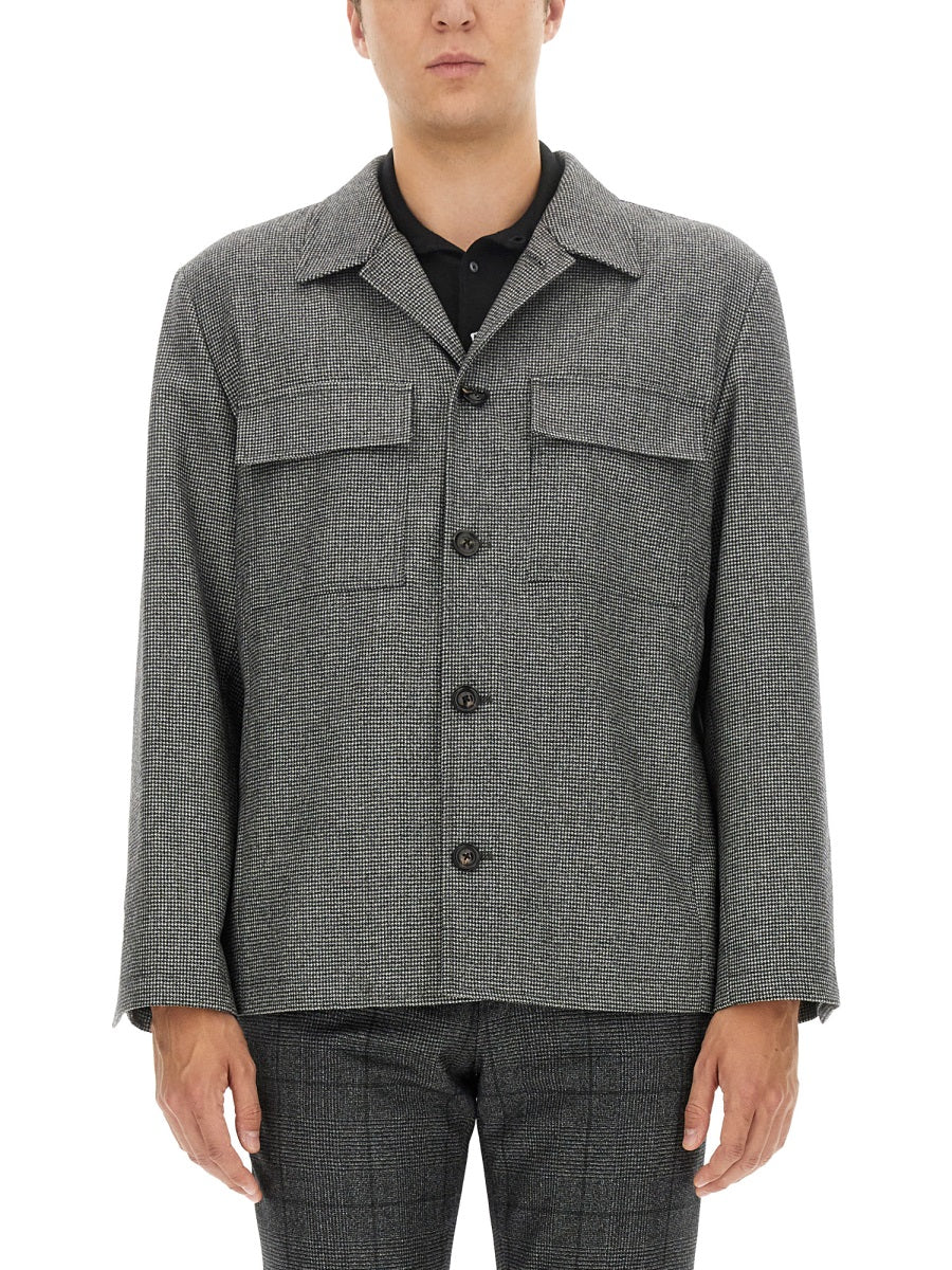 LARDINI Regular Fit Wool-Cashmere Blend Shirt - Size L