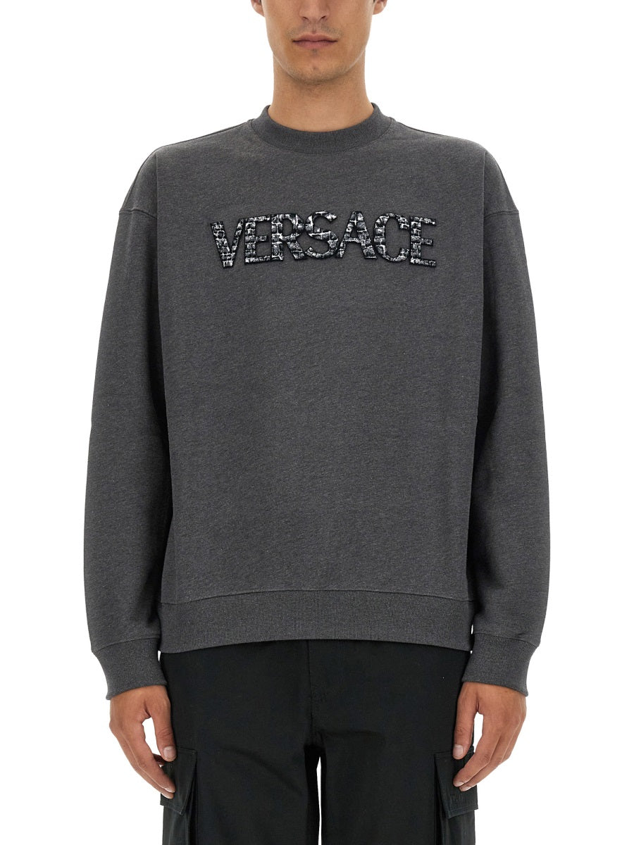VERSACE Men's Regular Fit Sweatshirt with Crocodile Logo - Size L