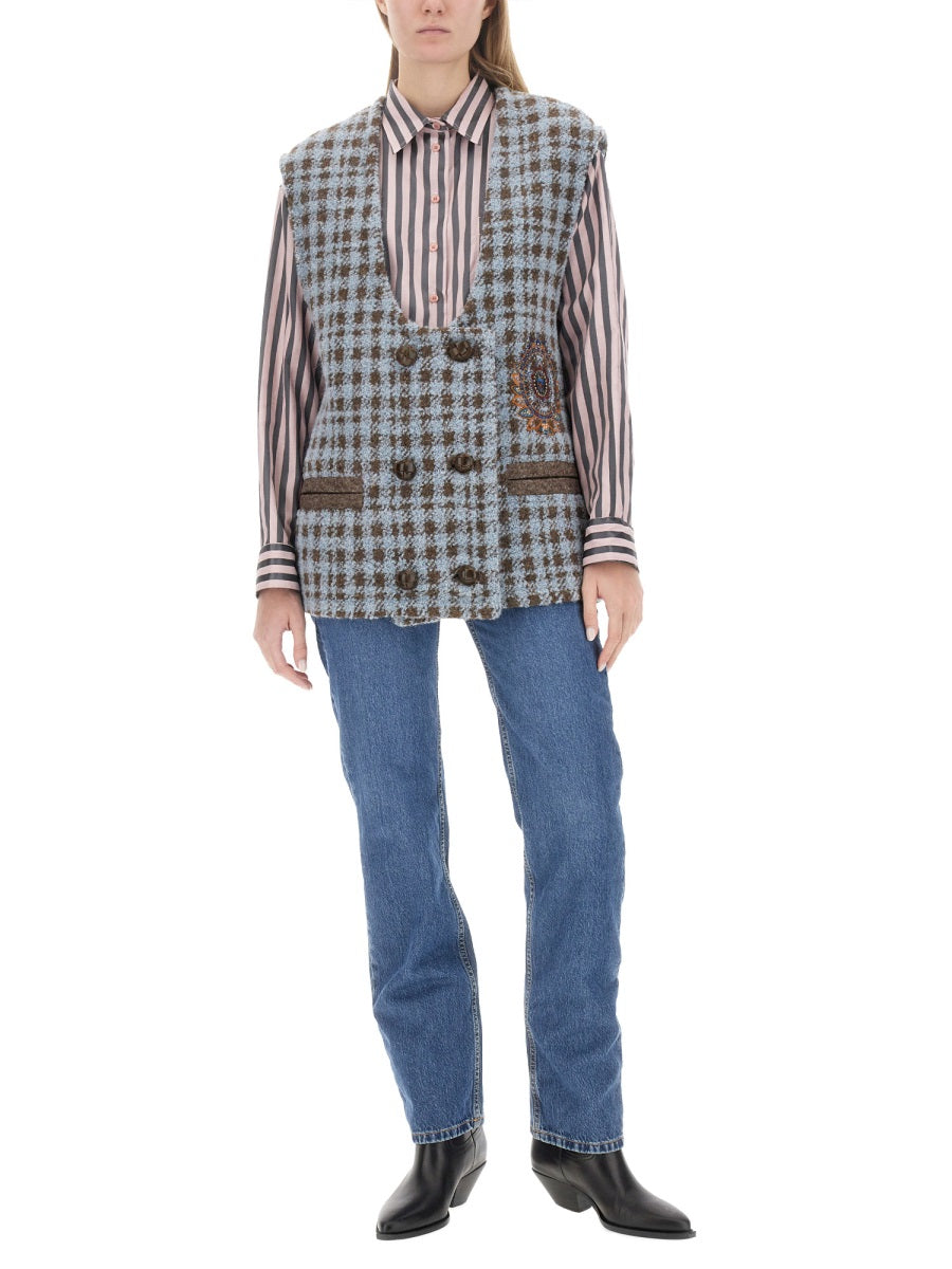 ETRO Oversized Houndstooth Vest - Size 40