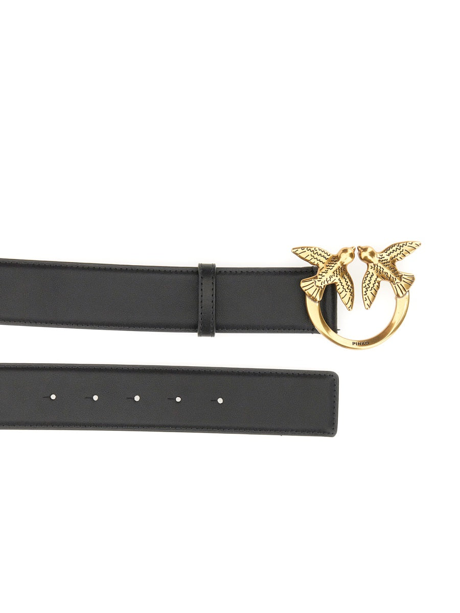 PINKO Mini Leather Belt with Love Detailing - 4 CM
