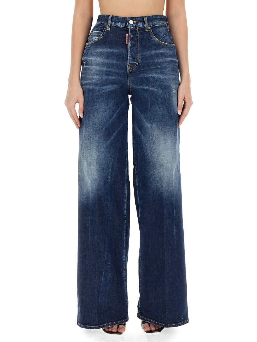 DSQUARED Wide Leg Traveler Jeans - Size 40 IT