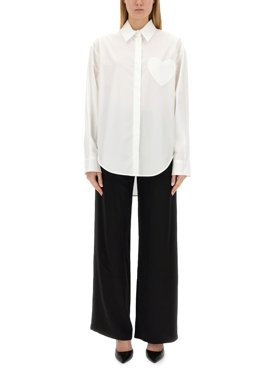 MOSCHINO JEANS Heart Patch Oversize Fit Shirt - Size 40