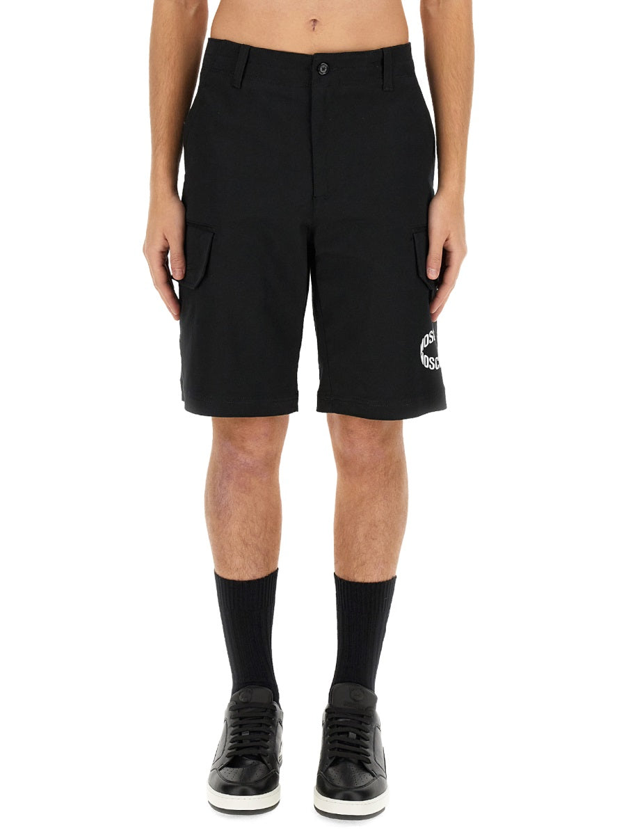 MOSCHINO Men's Bermuda Shorts with Logo - Size 48 IT