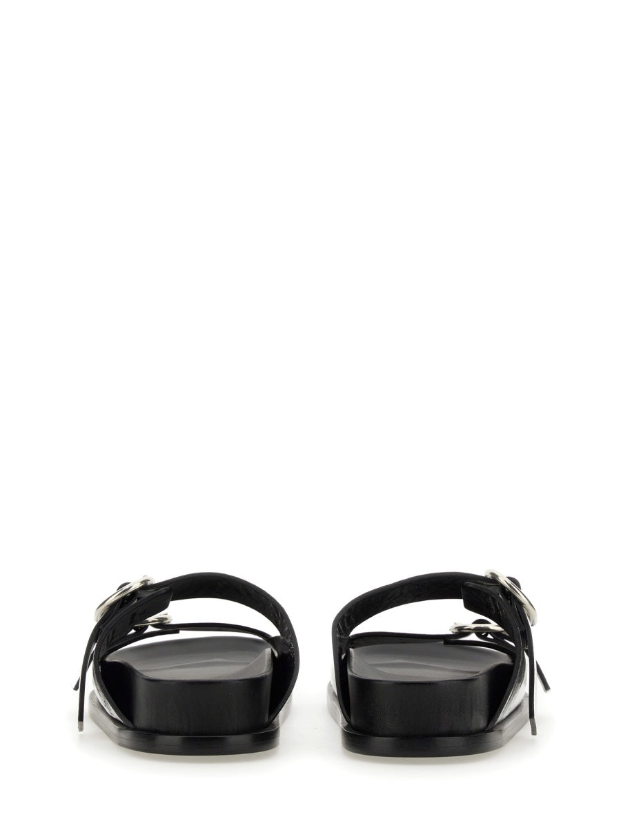 JIL SANDER Leather Sandal with Buckle - Women's Flats