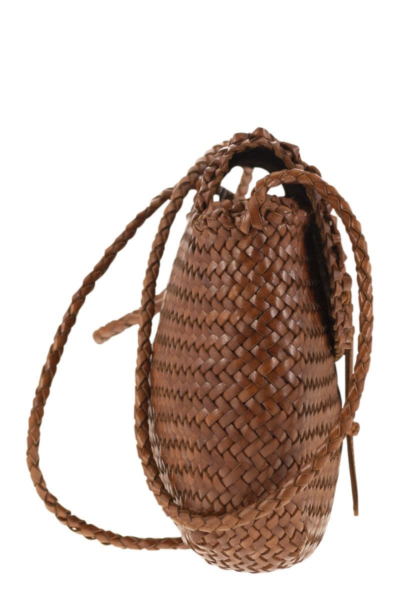 DRAGON Mini City Woven Leather Handbag - Compact Elegance (21x17x5 cm)