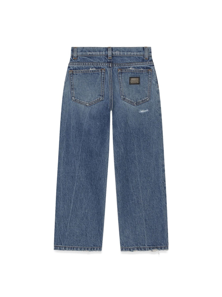 DOLCE & GABBANA Worn Effect Mini Jeans for Boys