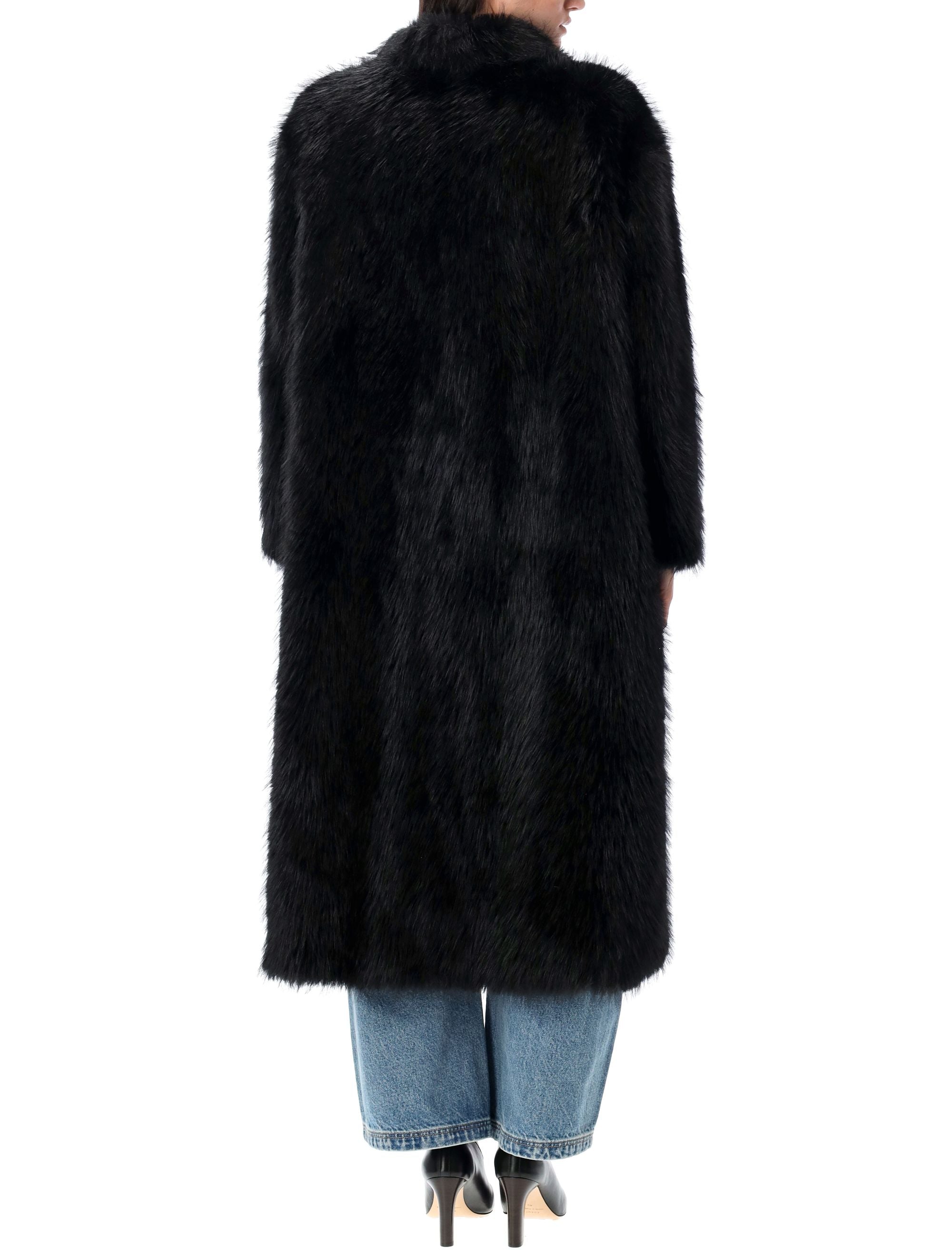 SWORD Collarless Eco Fur Jacket - Size 40