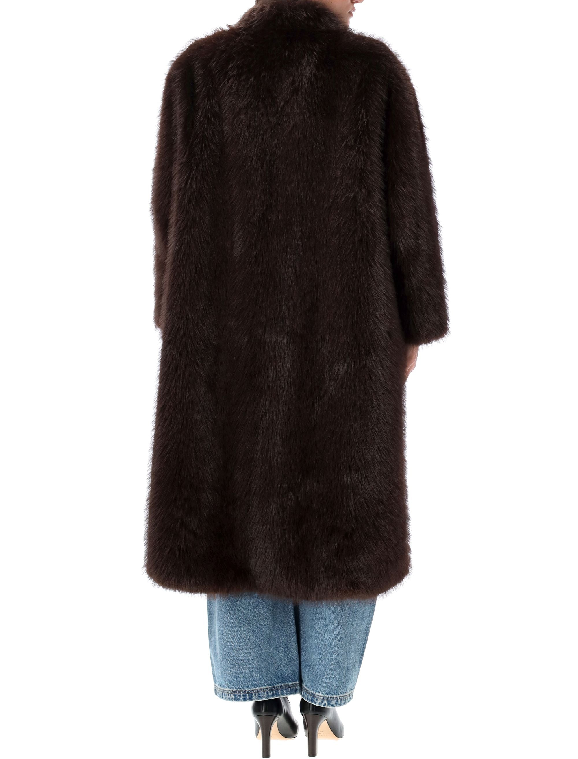 SWORD Collarless Eco Fur Jacket - Size 40