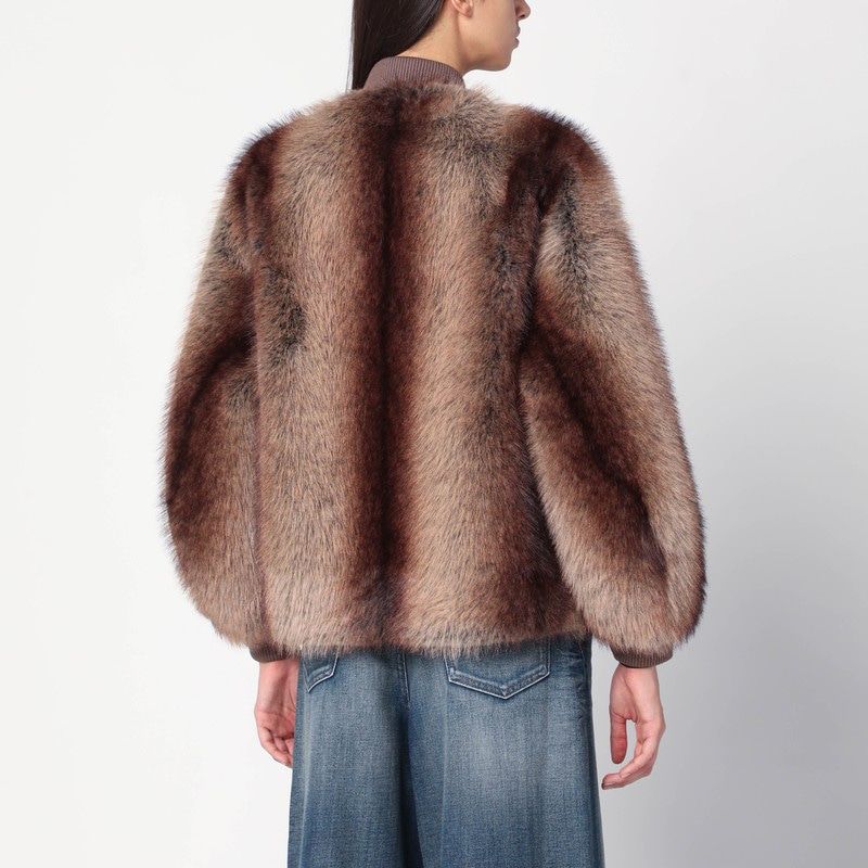 SWORD Chestnut Zip-Up Faux Fur Jacket