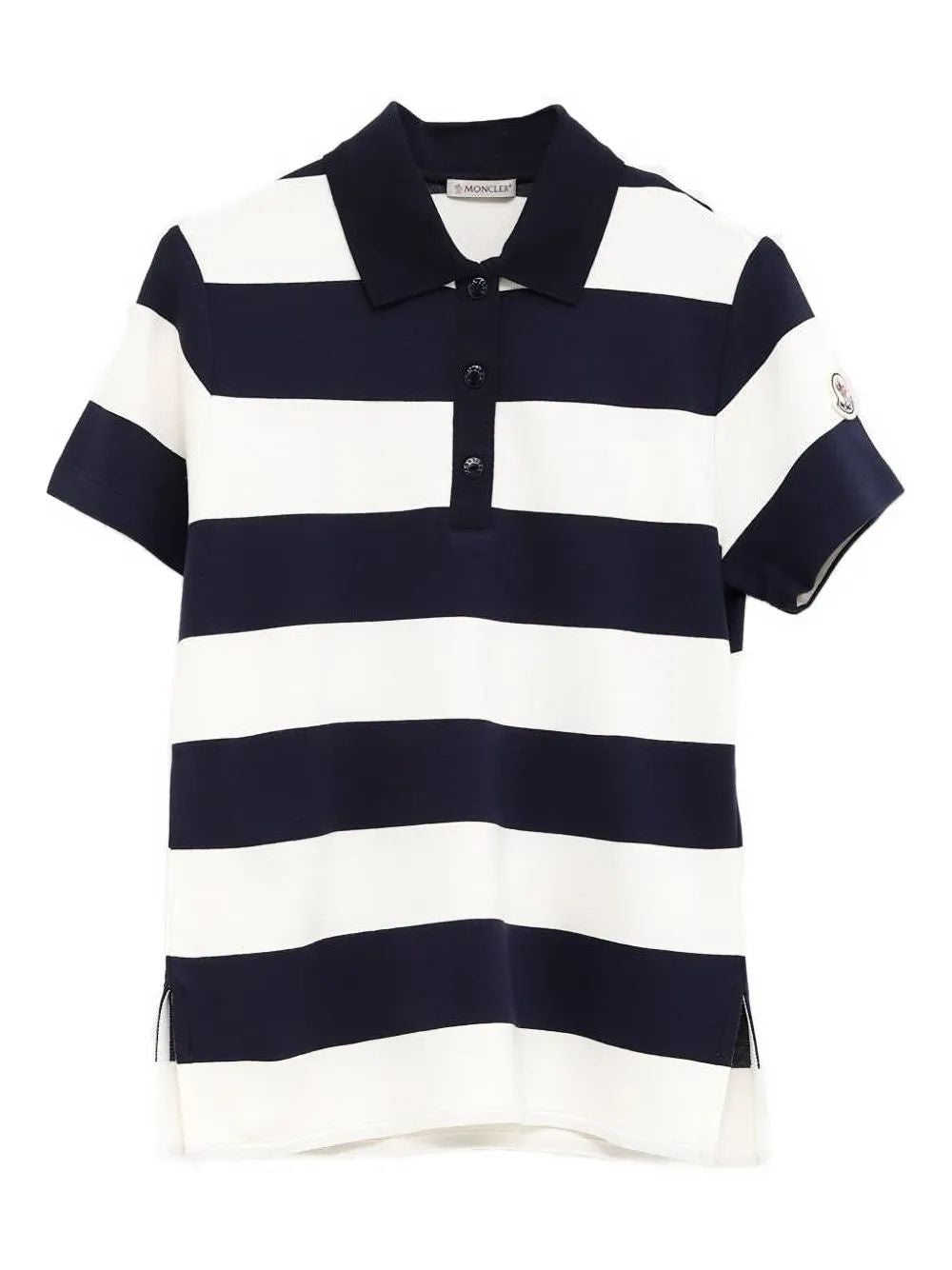 MONCLER Short Sleeve Striped Polo Shirt for Women - Slim Fit