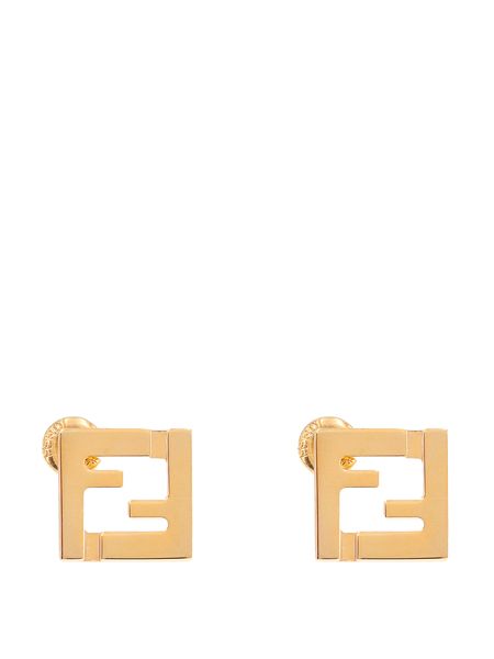 FENDI Mini Raffia & Gold Hardware Statement Earrings