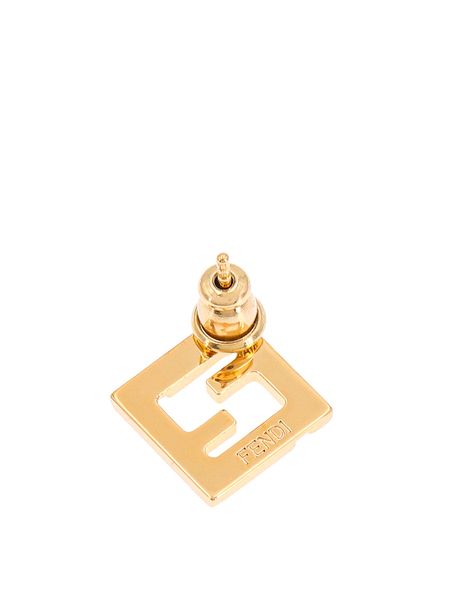 FENDI Mini Raffia & Gold Hardware Statement Earrings