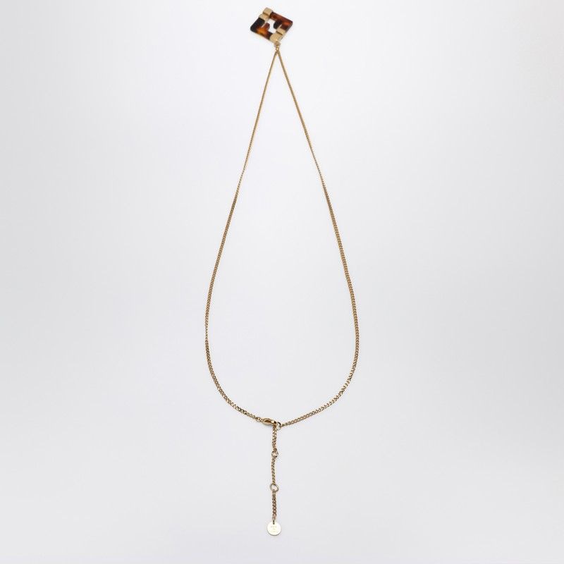 FENDI Printed Plexiglass and Metal Forever Pendant Necklace