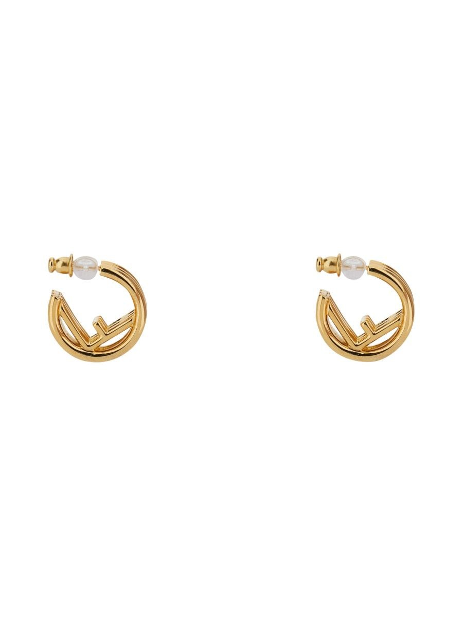 FENDI Elegant Gold Bronze Earrings