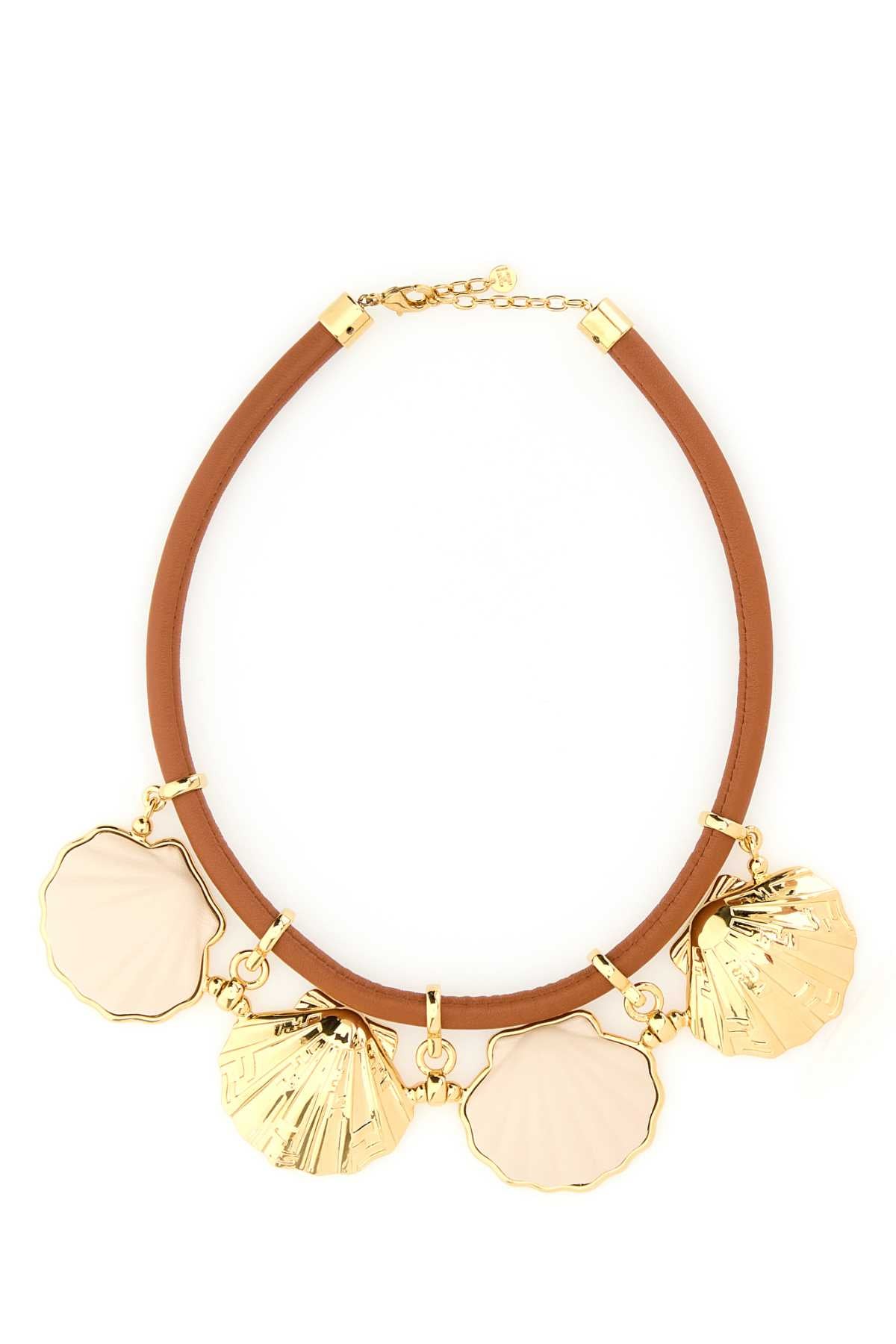 FENDI Multicolor Leather and Metal Forever Necklace