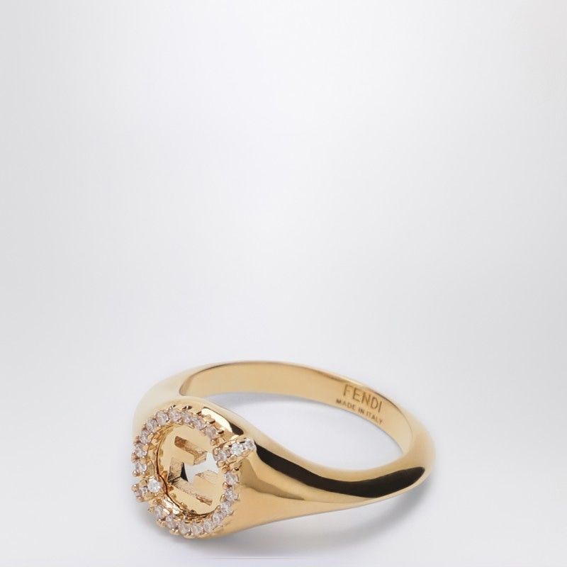 FENDI Gold-Colored Ever Round Signature Ring