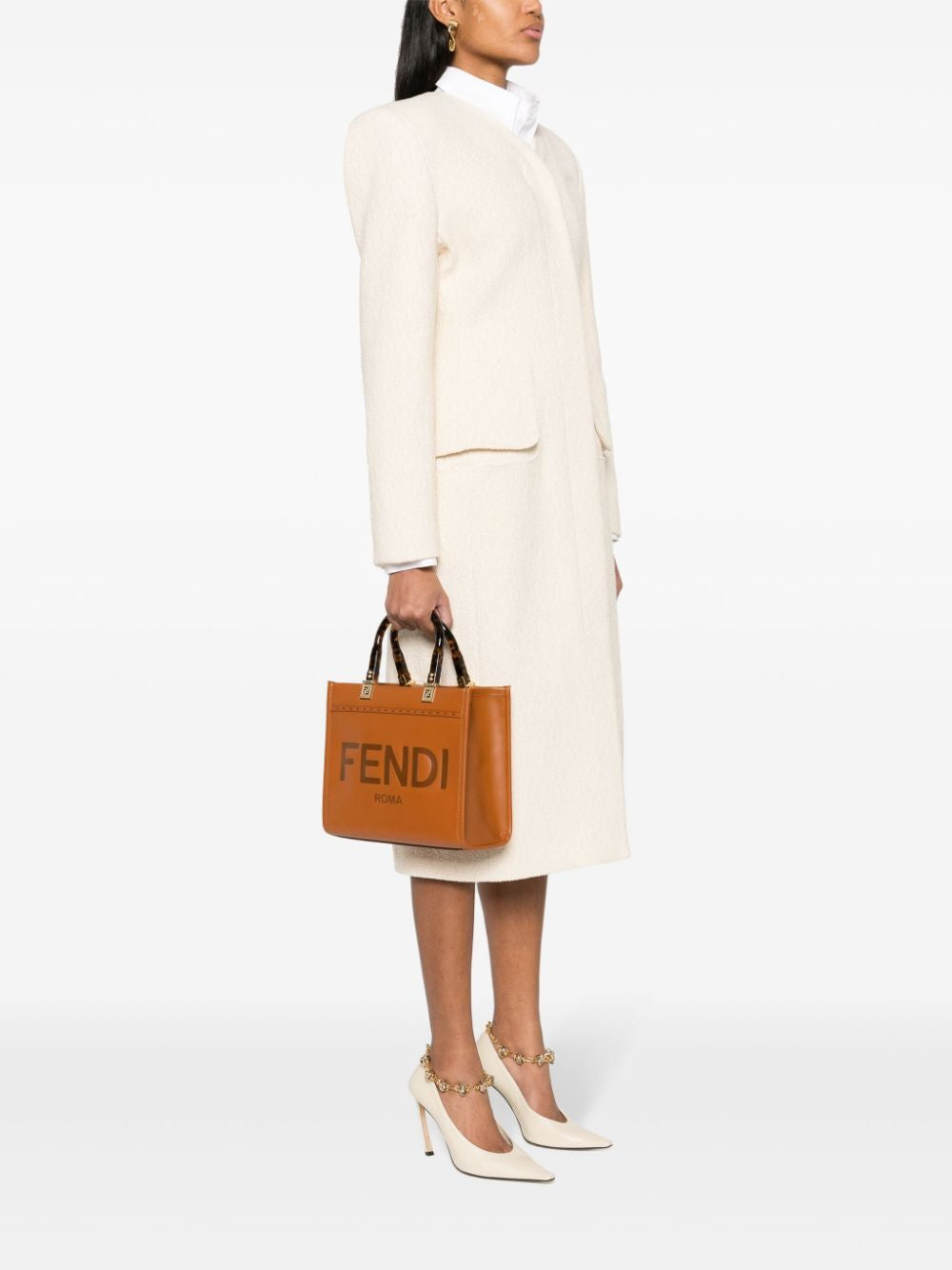 FENDI Mini Sunshine Leather Tote Handbag