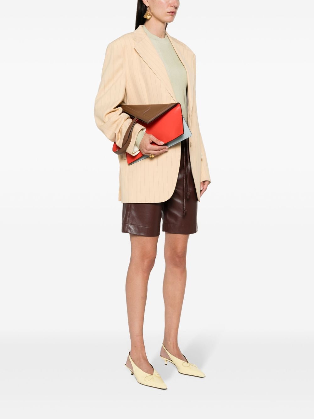 FENDI Medium Color-Block Leather Tote Handbag