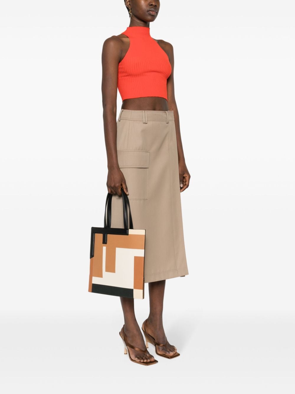 FENDI Medium Leather Tote Handbag