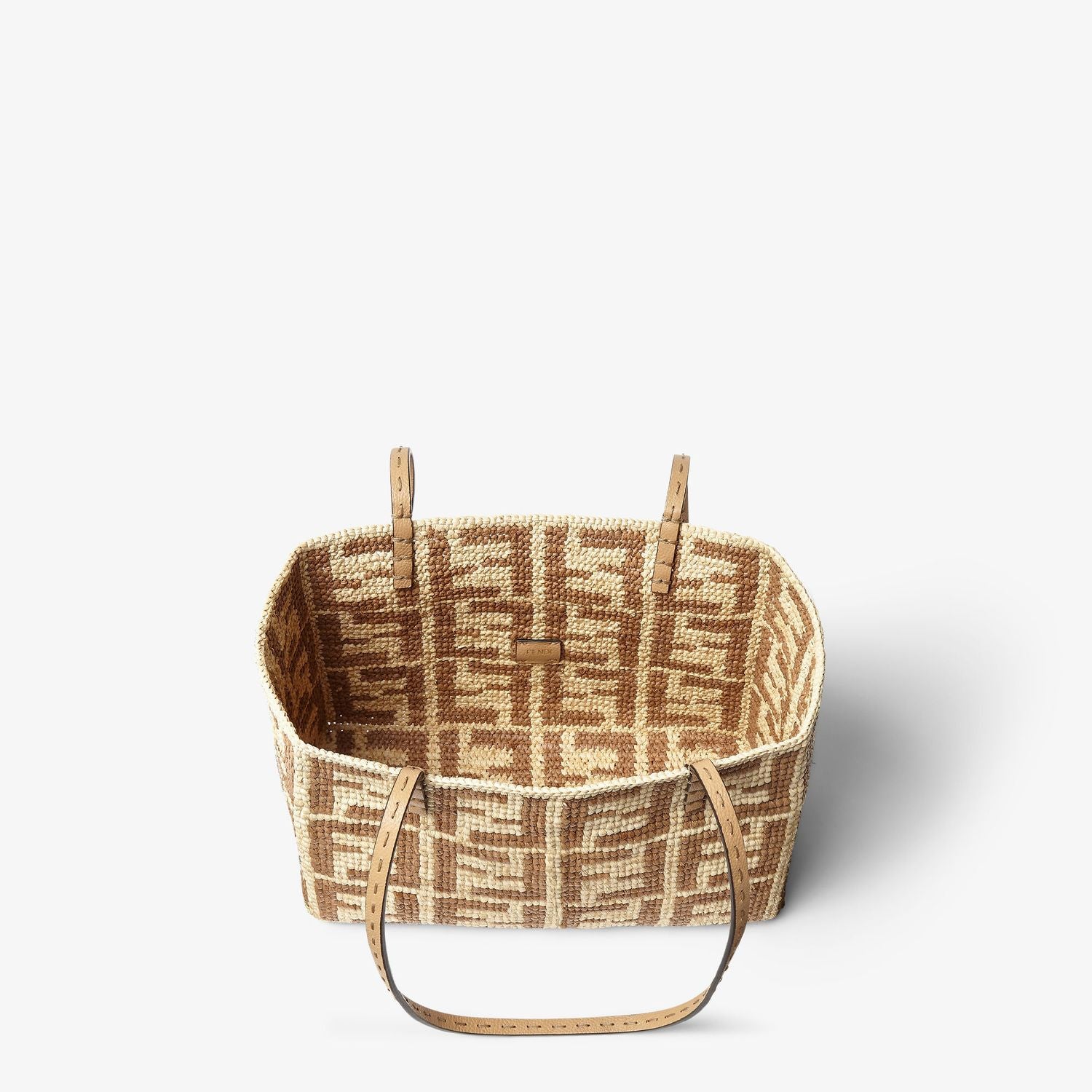 FENDI Mini Woven Raffia Shopping Handbag