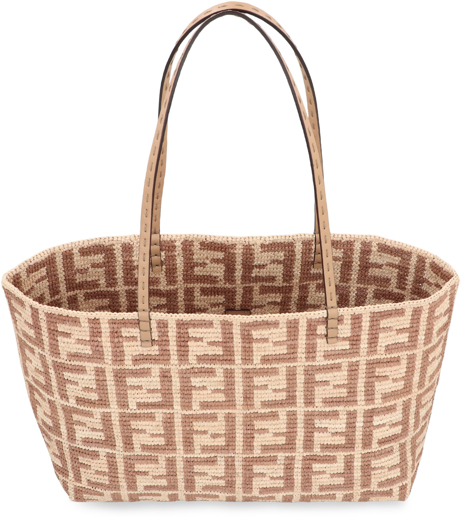FENDI Large Woven Raffia Tote Handbag