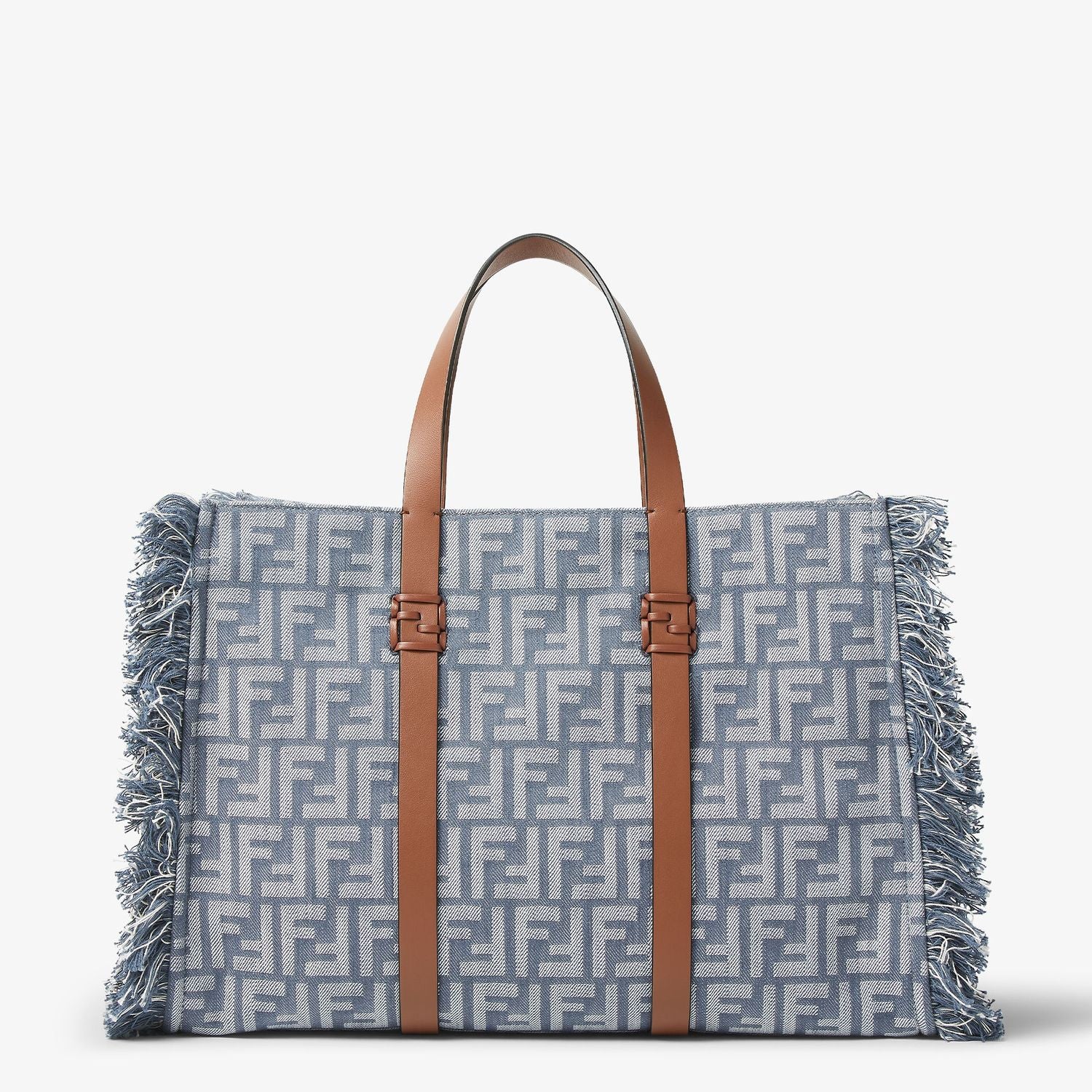 FENDI Summer Tote Handbag in Denim Effect with Fringes