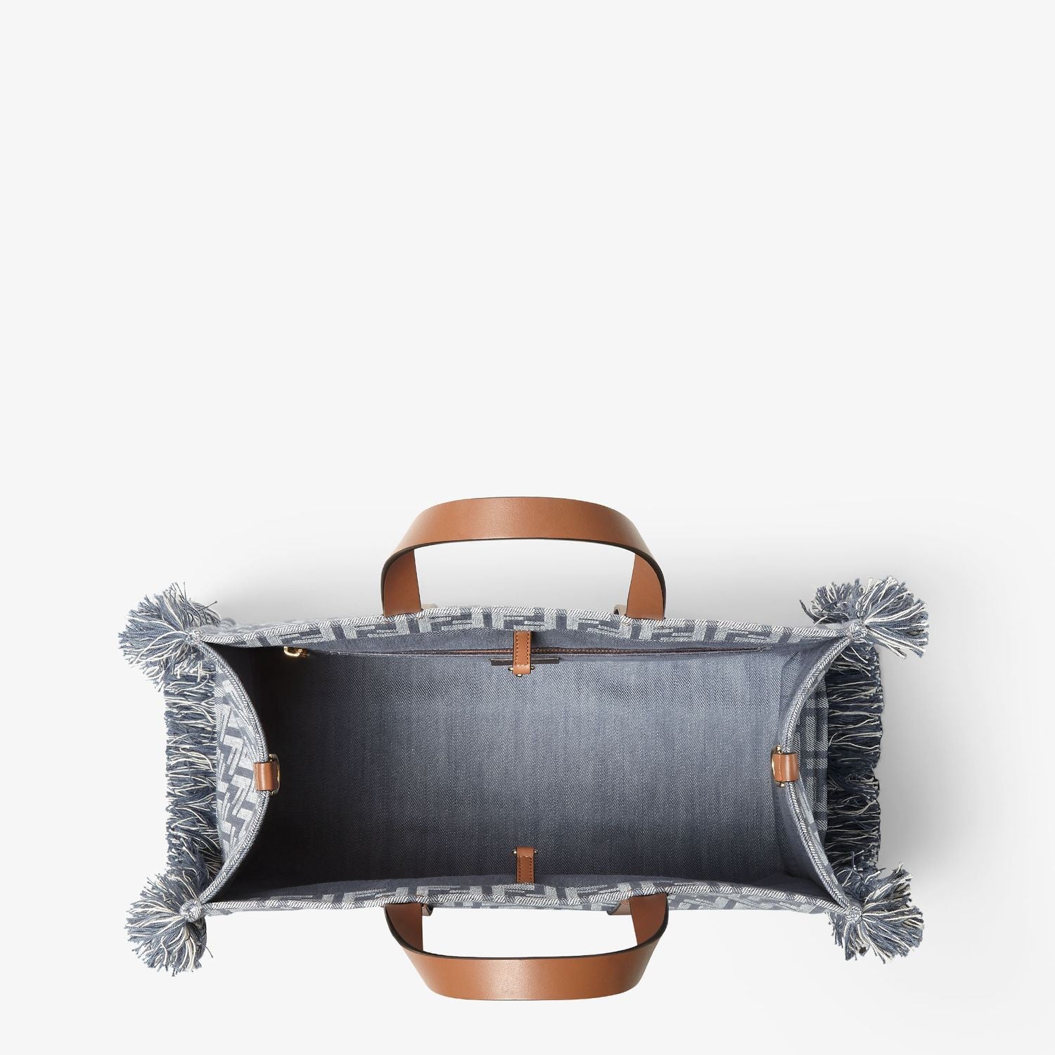 FENDI Summer Tote Handbag in Denim Effect with Fringes