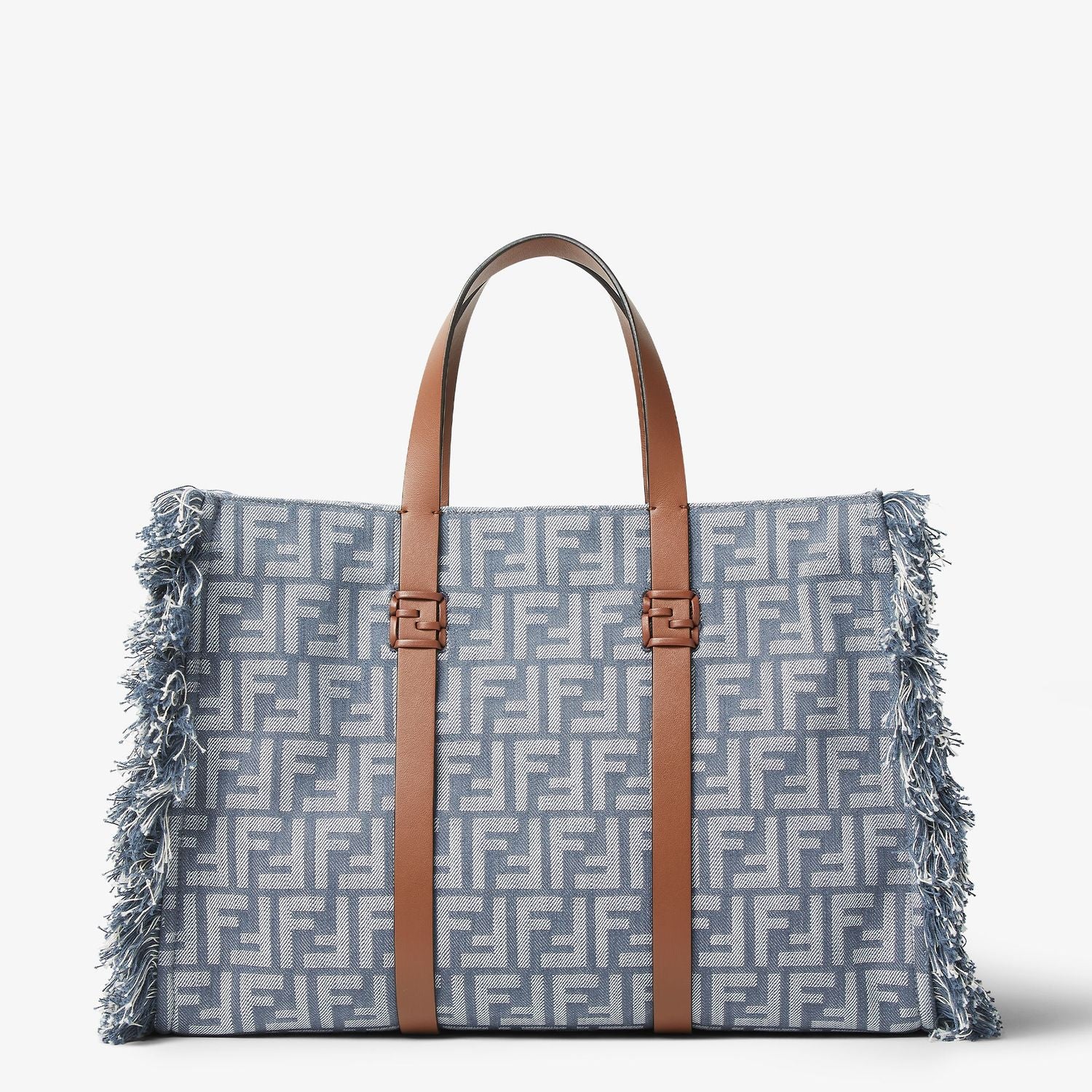 FENDI Summer Tote Handbag in Denim Effect with Fringes