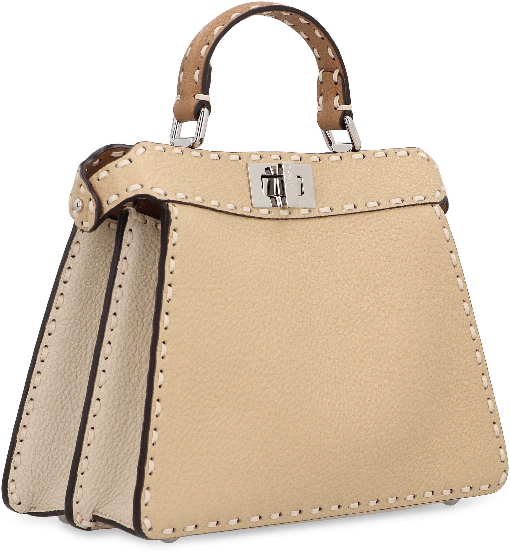 FENDI Mini Leather Handbag with Decorative Stitching