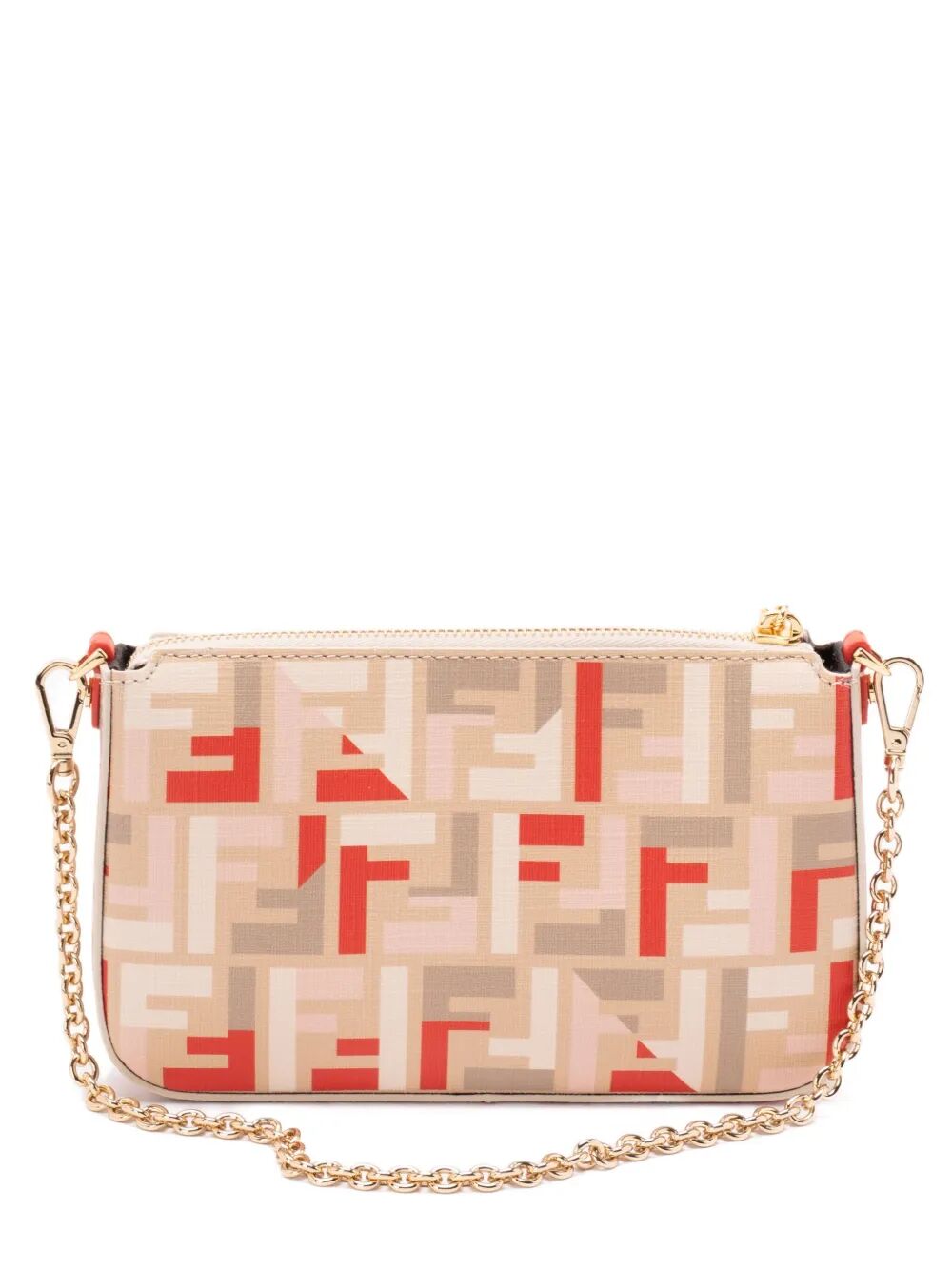 FENDI Mini Fabric Baguette Pouch Handbag with Chain