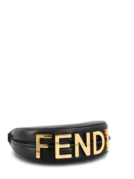 FENDI Mini Hobo Handbag with Logo Plaque