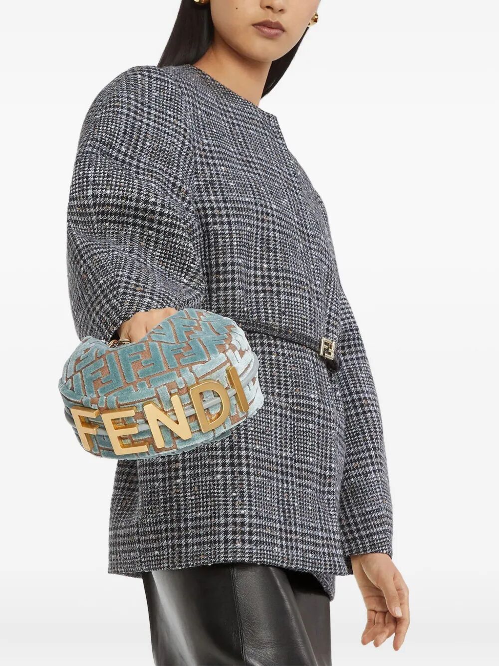 FENDI Mini Hobo Handbag in Jacquard Velvet